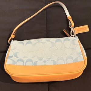 Coach Women's Light Blue and Orange Shoulder Bag